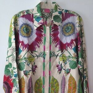 Franco Ferrari Silk Scarf Blouse - Floral Pattern